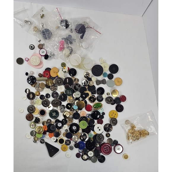 Other - Vintage Button Lot Mixed Bulk Sewing Buttons Metal Plastic Assorted Large